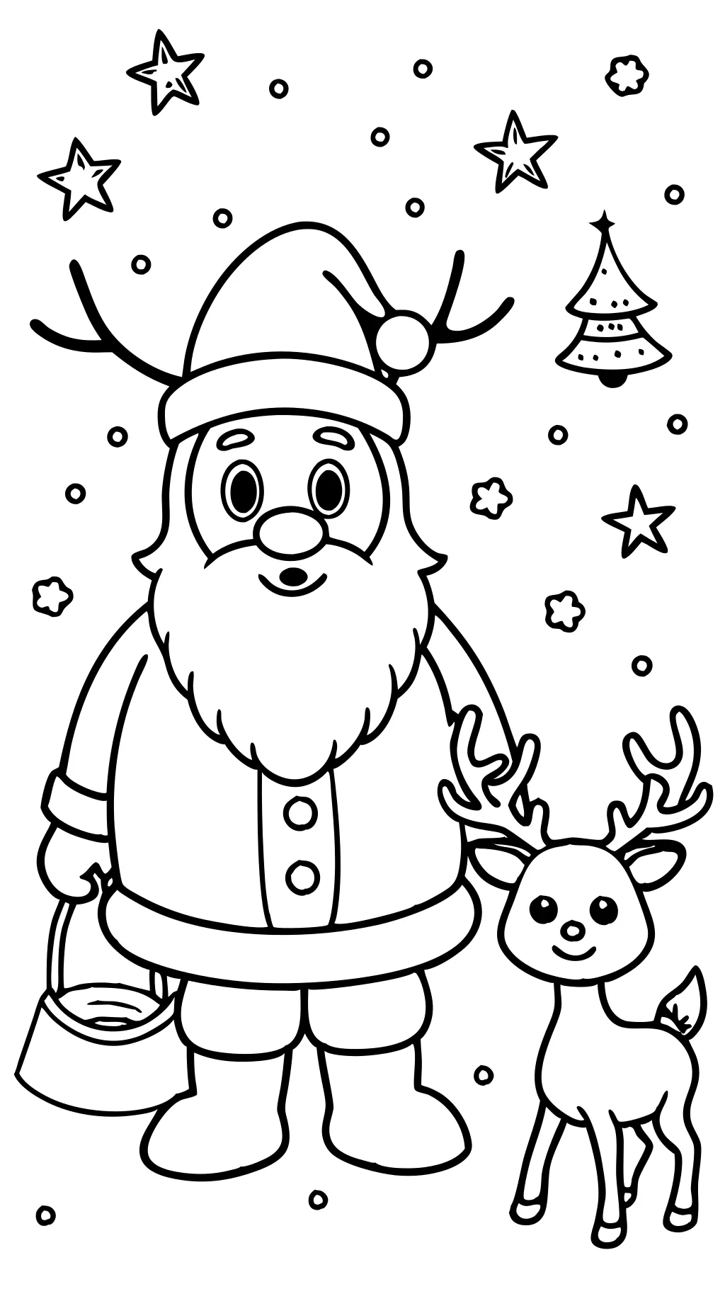 coloring pages santa and reindeer